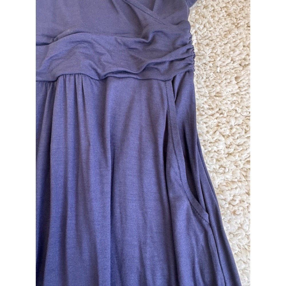 Boden Jersey Wrap Dress Women Size 10R Navy Blue NWT Short Sleeve Pocket Midi - Picture 5 of 9